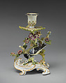 Pair of candlesticks, Chelsea Porcelain Manufactory (British, 1745–1784, Red Anchor Period, ca. 1753–58), Soft-paste porcelain, British, Chelsea