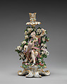 Venus and Cupid candlestick (one of a pair), Chelsea Porcelain Manufactory (British, 1745–1784, Gold Anchor Period, 1759–69), Soft-paste porcelain, British, Chelsea
