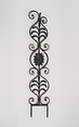 Iron baluster (one of a pair), Wrought iron, brass, British