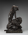 Two Men Fighting a Lion, Bronze, with black lacquer patina, Italian, Florence