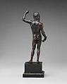 Nude youth with a horn, Bronze, Italian