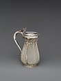 Tankard, Engraved glass; silver mounts, British mounts with British or Dutch glassware