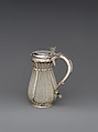 Tankard, Engraved glass; silver mounts, British mounts with British or Dutch glassware