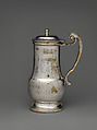 Shaving jug, Silvered brass, British