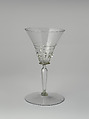 Wineglass, Glass, blown with applied decoration, Italian, Venice (Murano) or façon de Venise possibly Dutch