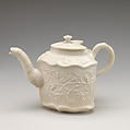 Teapot, Salt-glazed stoneware, British, Staffordshire