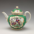 Teapot, Worcester factory (British, 1751–2008), Soft-paste porcelain with enamel decoration and gilding, British, Worcester