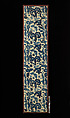 Pair of bed curtains, Crewel wool embroidery on plain weave wool foundation fabric, British