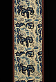 Pair of bed curtains, Crewel wool embroidery on plain weave wool foundation fabric, British