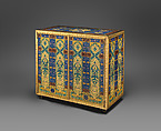 Cabinet, Maison Barbedienne (French, 1834–1954), Brass, with polychrome cloisonné enamel; velvet, French, Paris