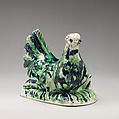 Hen with chicks (one of a pair), Style of Whieldon type, Lead-glazed earthenware, British, Staffordshire
