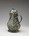 Coffeepot, Lead-glazed earthenware (agateware), British, Staffordshire