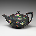 Teapot with cover (part of a set), Josiah Wedgwood and Sons (British, Etruria, Staffordshire, 1759–present), Basalt ware, British, Etruria, Staffordshire