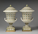 Urn with cover and pedestal (one of a pair), Josiah Wedgwood and Sons (British, Etruria, Staffordshire, 1759–present), Jasperware, British, Etruria, Staffordshire