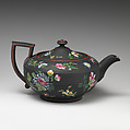 Teapot with cover (part of a set), Josiah Wedgwood and Sons (British, Etruria, Staffordshire, 1759–present), Basalt ware, British, Etruria, Staffordshire
