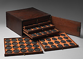 Cabinet of 140 plaques, Basalt ware, British, Staffordshire