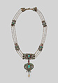 Necklace, Arthur Joseph Gaskin (British, Birmingham 1862–1928 Chipping Campden), Gold, silver, opal, seed pearl, pink tourmaline, diamond, green glass, British, Birmingham