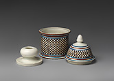 Humidor with cover and tamper, Pottery, British