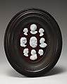 Casts from antique gems (9), James Tassie British, Scottish, Glass paste; wood frame, British, London