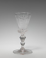 Wineglass (one of a pair), Glass, British