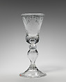 Wineglass (marriage glass), Glass, British, probably Newcastle glass with Dutch engraving