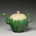 Teapot in the form of a cauliflower, Lead-glazed earthenware, British