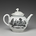 Teapot with L’amour, Worcester factory (British, 1751–2008), Soft-paste porcelain with transfer-printed decoration, British, Worcester