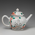 Teapot with portrait of a woman, Hard-paste porcelain with enamel decoration, Chinese, possibly for Dutch market