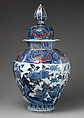 Covered jar with large finial, Porcelain, Japanese, for export market