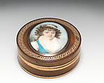 Box with portrait of a woman, Tortoiseshell, gold; ivory, glass, British
