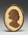 Head of a woman, Sepia on ivory, and brass, possibly German