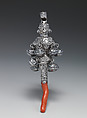 Child's rattle and teether, G.U., Silver, coral, British, Birmingham