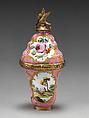 Scent bottle, Copper, enamel, British, South Staffordshire