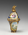Scent bottle, Copper, enamel, British, South Staffordshire