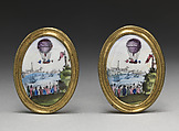 Pair of knobs, Enamel on copper, brass, British, possibly Birmingham