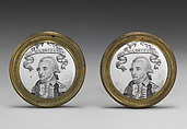 Pair of knobs depicting George Washington, Edward Savage  American, Enamel on copper, brass, British, possibly Birmingham, possibly made for the American market