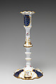 Pair of candlesticks, Enamel, British, possibly South Staffordshire, possibly Bilston