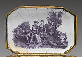 Snuffbox with allegorical figures of History and Time, Copper, enamel, British, South Staffordshire
