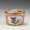 Snuffbox with village scene, Enameled copper, British, South Staffordshire, possibly Bilston
