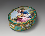Snuffbox with music lesson scene, Jacques Philippe Le Bas  French, Enameled copper, British, South Staffordshire