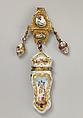 Étui and châtelaine, Enameled copper, British, South Staffordshire