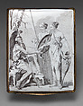 Judgment of Paris, exterior of lid engraved by Simon Francis Ravenet, the elder (French, Paris 1706–1774 London), Enameled copper, British, Battersea