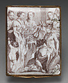 Britannia giving coins to Science and the Arts, exterior engraved by Simon Francis Ravenet, the elder (French, Paris 1706–1774 London), Enameled copper, British, Battersea