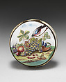 Bonbonnière in the form of a bird (robin), Enamel on copper, British, possibly South Staffordshire