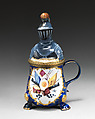 Mustard pot with cover, Enamel on copper, British, South Staffordshire
