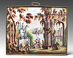 Plaque with classical landscape, Enamel on copper, British, probably Birmingham