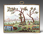 Plaque with landscape, Enamel on copper, British, probably Birmingham