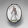 Patch box depicting Master Betty, Peltro William Tomkins British, Enamel on copper; mirror glass, British, Bilston
