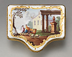 Snuffbox, Enameled copper, British, South Staffordshire
