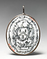 Pendant with Masonic symbols, Enameled copper, British, Liverpool